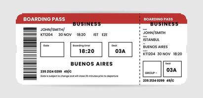Boarding pass ticket template. Airline boarding pass template. Airplane ticket for business class. isolated illustration vector
