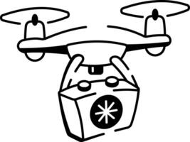 A doodle style icon of a medical drone vector
