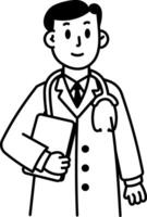A doodle style icon of a male doctor vector