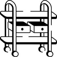 A hand drawn style icon of a nurse trolley vector