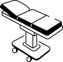 A doodle style icon of a surgical table vector