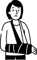 Arm fracture character icon in hand drawn style vector