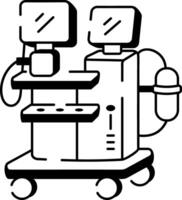 A hand drawn icon of an anesthesia machine vector