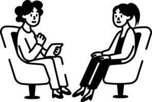 A hand drawn icon showing counseling session vector