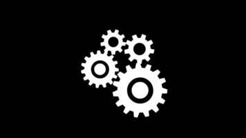 rotating gears animation with 2d concept and black background. video