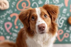 The Captivating indoor scene dog expressing emotions in heartwarming pet photography photo