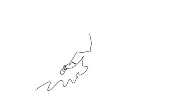 Self drawing animation single line draw professional badminton player strikes shuttlecock to get point in club competition. Player focused on precise technique. Continuous line. Full length animated video