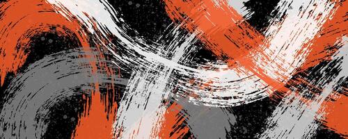 Abstract background with brush stroke texture on black. Hand drawn scratches splatter grunge distressed background. Grainy bold brush strokes texture with small dots vector