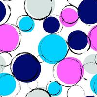 Abstract geometric seamless pattern with colorful textured circles. Repeat brush strokes texture vector