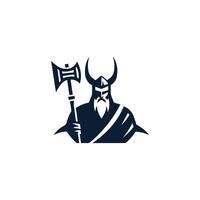 a viking with a long beard and axe vector