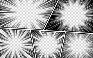 Comic book page background template. Radial rays background with halftone effect in pop art style design vector