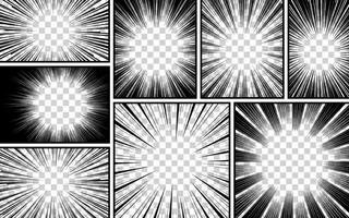 Comic book page template with frame divided by lines with radial halftone effect in pop art style. vector