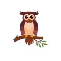 owl on a branch in flat style vector
