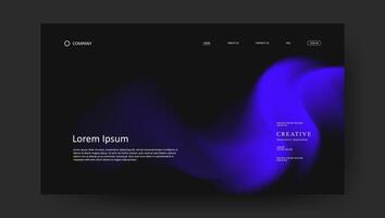Abstract wave futuristic design of landing page. retro fluid gradient website page design vector