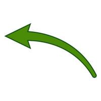 Curved Green Arrow Pointing Left, Indicating Return or Direction vector