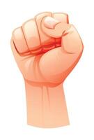 Hand clenched into a fist symbolizing power and resistance. Cartoon illustration vector