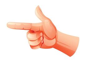 Finger pointing to the left with thumb up, often representing back or previous. Cartoon illustration vector