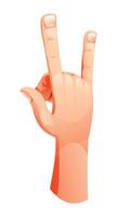 Hand making rock and roll gesture with pinky and index extended. Cartoon illustration vector