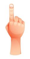 Index finger pointing up. Cartoon illustration vector