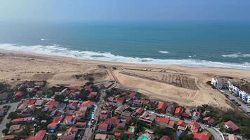 Drone View of Seaside Lacanau with Ocean Horizon video