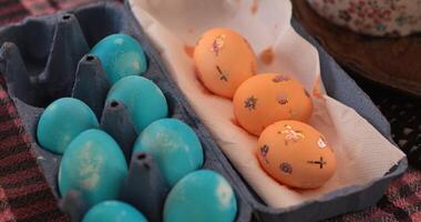 Creating beautiful Easter eggs while decorating and coloring them for a festive celebration photo