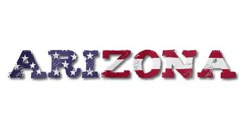 Arizona Text with USA Flag Waving Inside. Seamless Loop Animation on Transparent Background. video