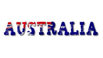 Australia Text with the Flag Waving Inside. Seamless Loop Animation on Transparent Background. video