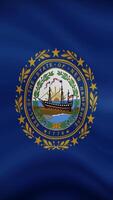 New Hampshire State Waving Flag in Vertical Orientation. Realistic Flag Animation. Seamless Loop Background. video