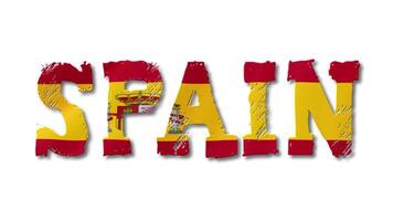 Spain Text with the Flag Waving Inside. Seamless Loop Animation on Transparent Background. video