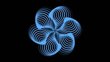 Abstract Rotating Flower Animation 4K Digital Spinning Blue Color Floral Decorative Pattern Seamless Looping Circular Moving Graphic Element With Isolated Transparent Background video