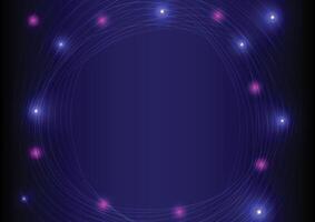 Futuristic tech circle glowing and blue and pink neon lighting on dark blue table abstract technology background. vector