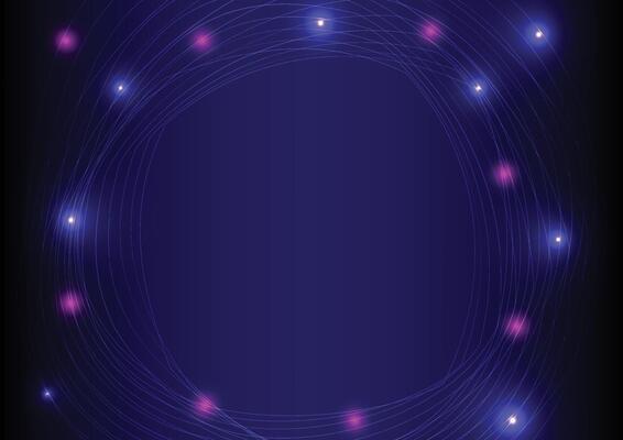 Futuristic tech circle glowing and blue and pink neon lighting on dark blue table abstract technology background.