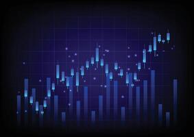 Stock and investment concept. Candlestick with bar graph on a table background. Bullish market, profit of wealth, high risk high return, business growth up. vector