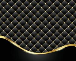 Black diamond shape upholstery luxury background with buttons with golden border with golden ribbon vector