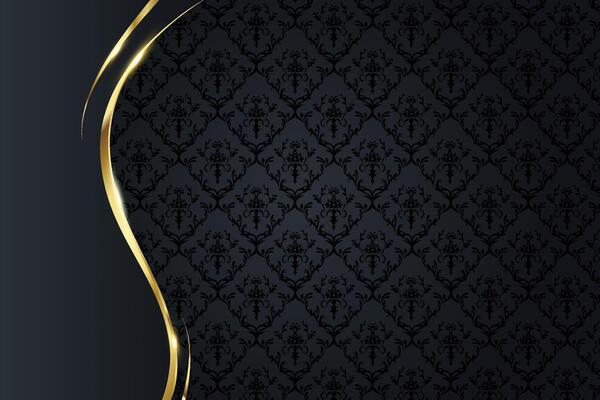 Abstract modern luxury black vintage background vectors dark layers with shadow and curved golden strips