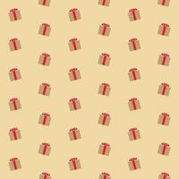 light brown Gift boxes with red ribbon seamless pattern light background vector