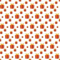 Red gift boxes with yellow ribbon seamless pattern different sizes boxes background vector