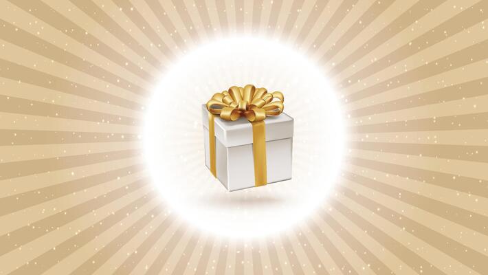Gift wrapped with golden ribbon and bow sparkle golden elements 3d realistic design