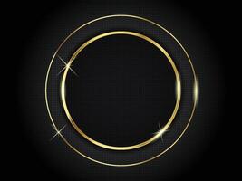 Abstract modern luxury dark rounded layer with golder border and dotted background with shadow and golden circle vector