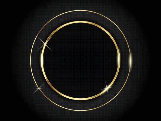 Abstract modern luxury dark rounded layer with golder border and dotted background with shadow and golden circle