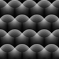 seamless geometrical pattern white waves on black background vector