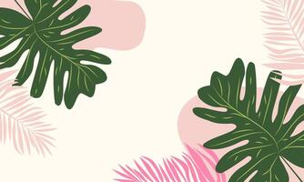 Hello Summer concept design, abstract illustration with jungle exotic leaves, colorful design, summer background and banner vector