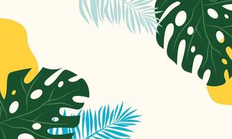 Hello Summer concept design, abstract illustration with jungle exotic leaves, colorful design, summer background and banner hand drawn vector