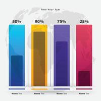 Infographic bar chart with different colors and percentages vector
