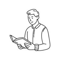 Person reading the requirements listed on a product manual vector