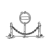 Restrict signboard placed on a path blocked by a chain vector