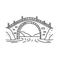 Durable stone bridge arching over a rushing river, withstanding the test of time vector