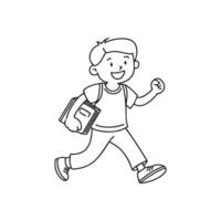 A student rushing to class with books in hand vector