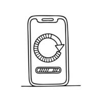 Phone showing restart icon with loading bar and motion lines vector
