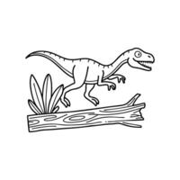 Raptor leaping over a fallen tree with sharp gaze forward vector
